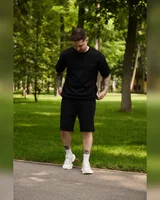 Sane Комплект Футболка Шорти (рубчик чорний) — головне фото товару
