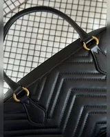 Gucci Marmont Medium Top Handle Bag Black/Gold [коробка магніт] 30 х 15 х 7 — головне фото товару