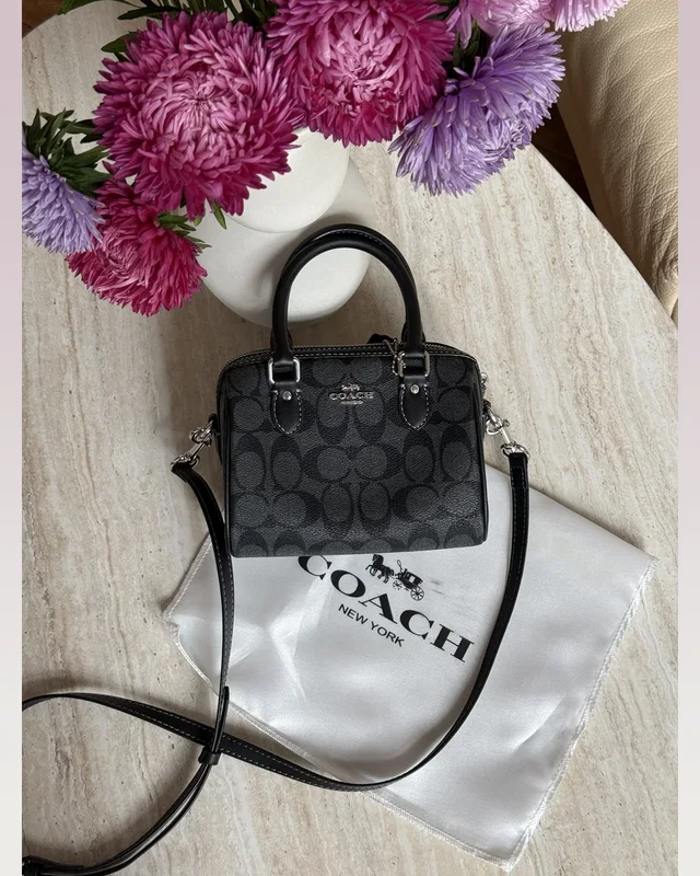 COACH Coach Rowan Satchel Bag In Signature Canvas Grey/Silver 17 x 12 x 10 COACH — головне фото товару