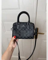 COACH Coach Rowan Satchel Bag In Signature Canvas Grey/Silver 17 x 12 x 10 COACH — головне фото товару