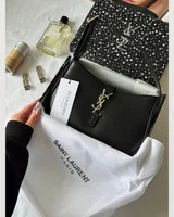 Saint Laurent Hobo Le 5 A 7 Leather Shoulder Bag in Black/Silver 25 х 14 х 6 — головне фото товару