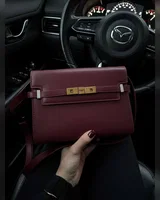 Saint Laurent Manhattan Leather Shoulder Bag Wine Магнітна + Захисна коробка 24 x 18 x 8 — головне фото товару