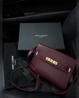 Saint Laurent Manhattan Leather Shoulder Bag Wine Магнітна + Захисна коробка 24 x 18 x 8 — головне фото товару