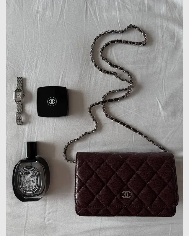Chanel Caviar Quilted Wallet on Chain WOC Burgundy/Silver Коробка магніт 19.5 х 13 х 4 — головне фото товару