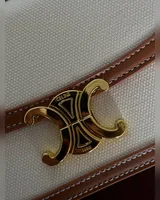Celine Teen Triomphe Bag in Textile/Calfskin Tan [звичайна брендована коробка] 18 x 14 x 5 — головне фото товару