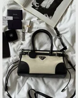 Prada Bonnie Small Handbag in Canvas and Leather Beige/Black 25 х 17 х 10 — головне фото товару