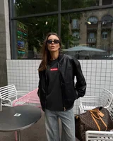 Miu Miu Leather Bomber Jacket Black — головне фото товару