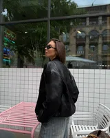 Miu Miu Leather Bomber Jacket Black — головне фото товару