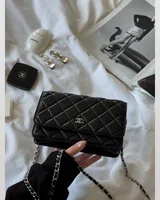 Chanel Classic Wallet on Chain Quilted Black/Silver Магнітна Коробка(Копія) 19.5 х 13 х 4 см — головне фото товару