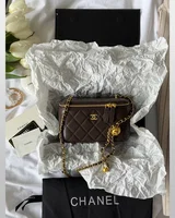 Chanel Classic Lambskin Pearl Crush Vanity Bag Brown/Gold [оригінальна магнітна коробка] 17 х 11 х 8(всередині золота) — головне фото товару
