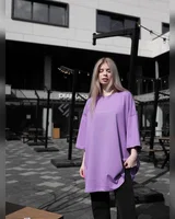 Sane Футболка фіалкова (принт кіт-собака ) — головне фото товару