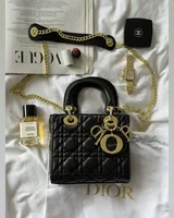 Dior Mini Lady Dior Bag Black/Gold ОДИН РЕМІНЕЦЬ [звичайна бренд коробка] 17 х 15 х 6 — головне фото товару