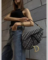 Dior Saddle Bag with Strap Blue Dior Oblique Jacquard [звичайна бренд коробка] 27 x 18 x 6 — головне фото товару