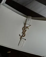 Saint Laurent Hobo Le 5 A 7 Leather Shoulder Bag in White/Gold — головне фото товару