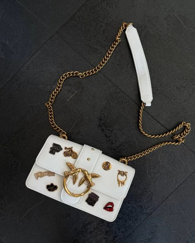 PINKO Mini Love Bag One Simply With Enamel Pin White/Gold — головне фото товару