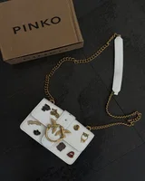 PINKO Mini Love Bag One Simply With Enamel Pin White/Gold — головне фото товару